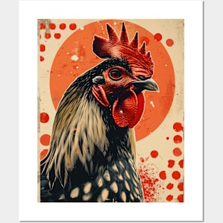 Retro Japanese style chicken poster Posters and Art